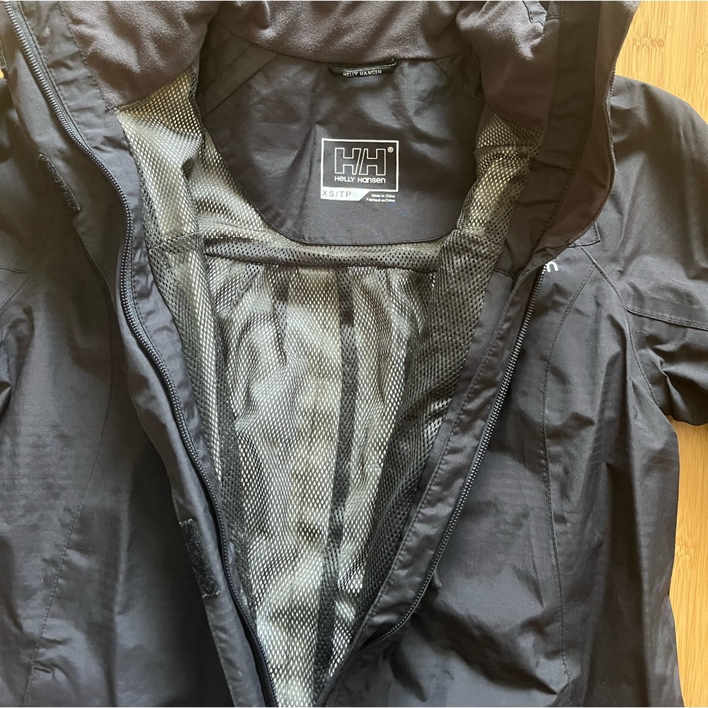 Helly Hansen Rain jacket black long hooded, black polyamide polyester size xs - Picture 6 of 8